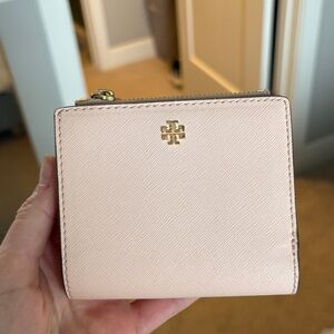 Tory Burch Blush Pink Wallet with Gold Logo